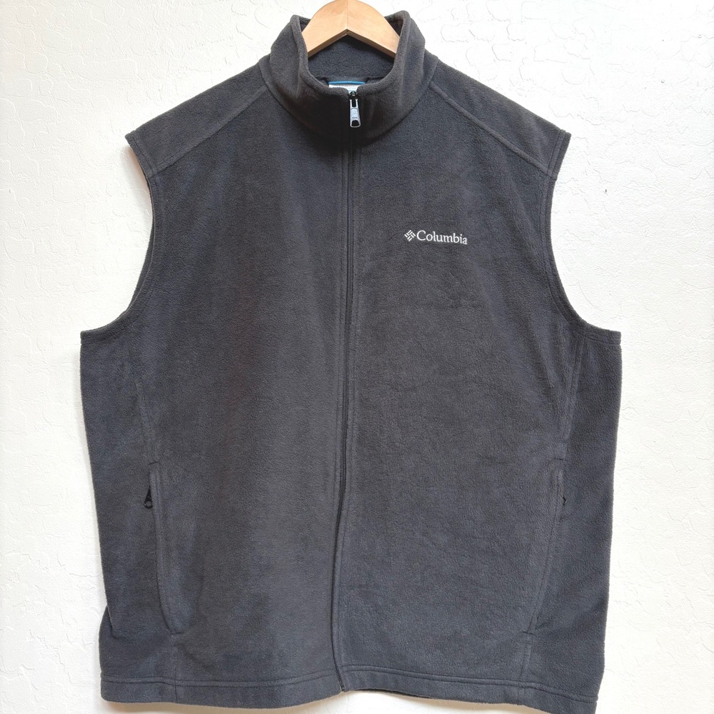 Columbia Fleece Vest Full Zip Sleeveless Outdoor Casual Gray Performance ‎ XL